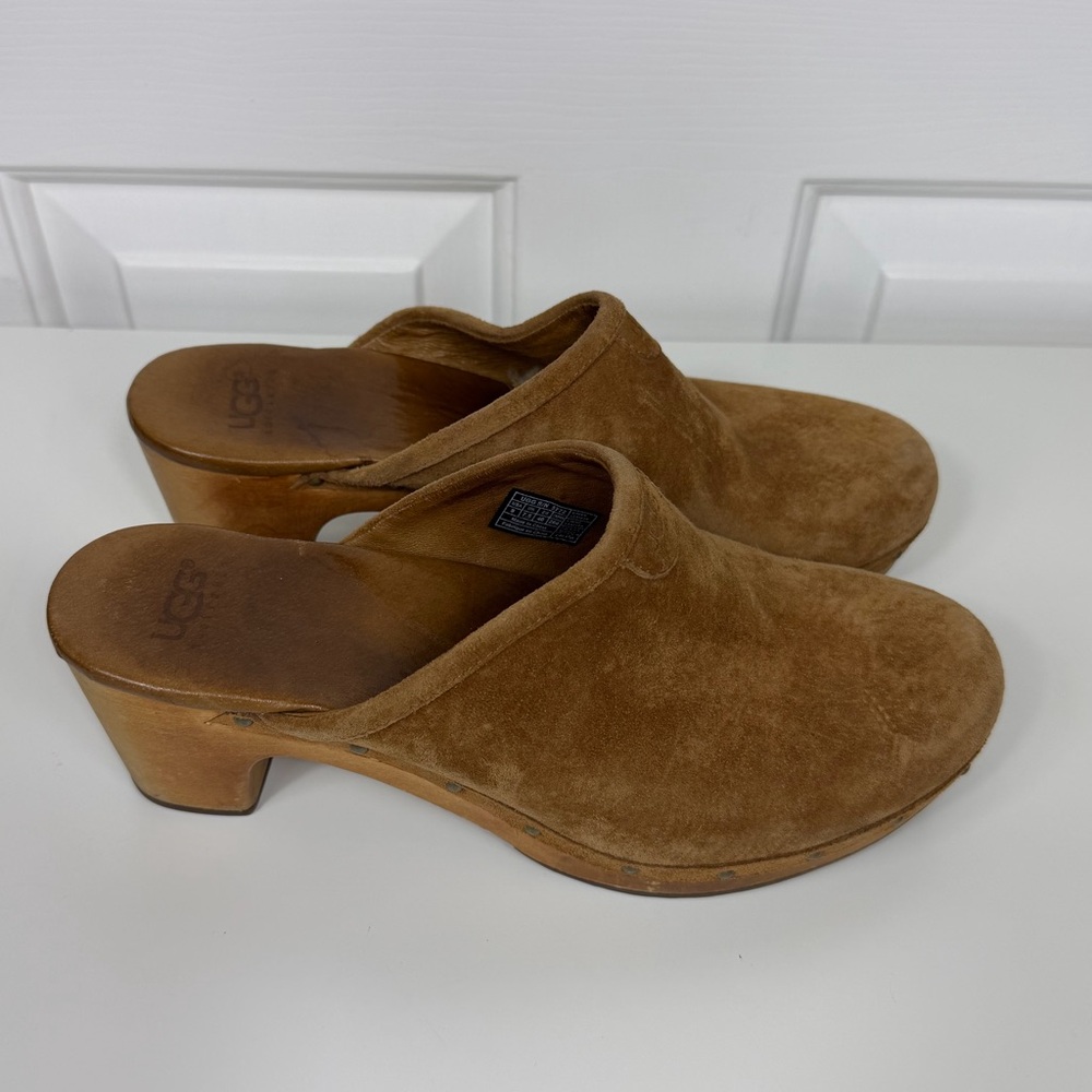 UGG‎ Australia Women’s Abbie Suede Slip-On Heeled Clogs Brown Size 9